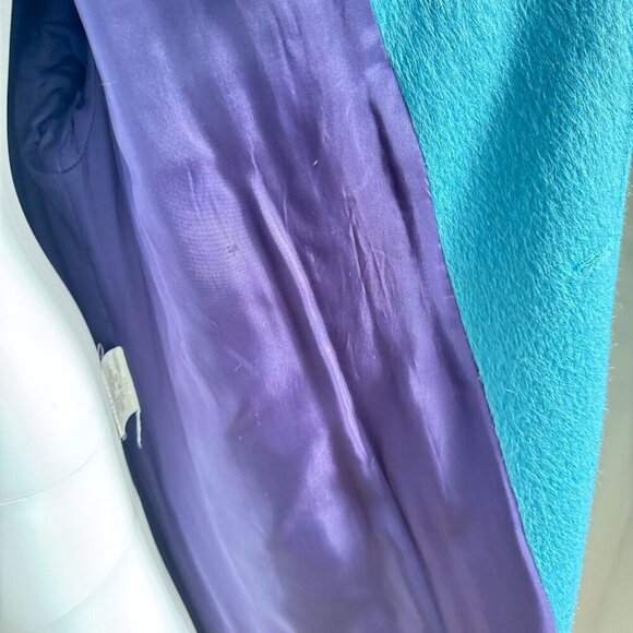 Vintage Light Blue 100% Mohair Wool Winter Coat L - Picture 8 of 11